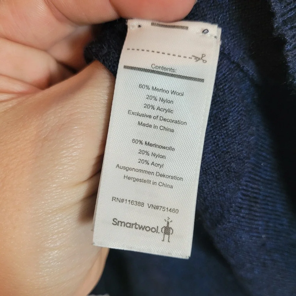 Smartwool Merino Wool Blend 1/4 Zip Sweater Navy Blue Men's Medium Preppy Casual